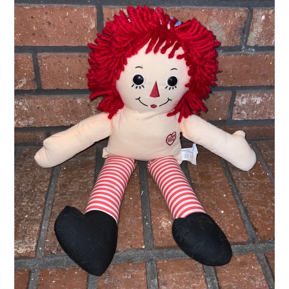 Applause Raggedy Andy 16" Plush Doll Red Yarn Hair I Love You Heart 38146
